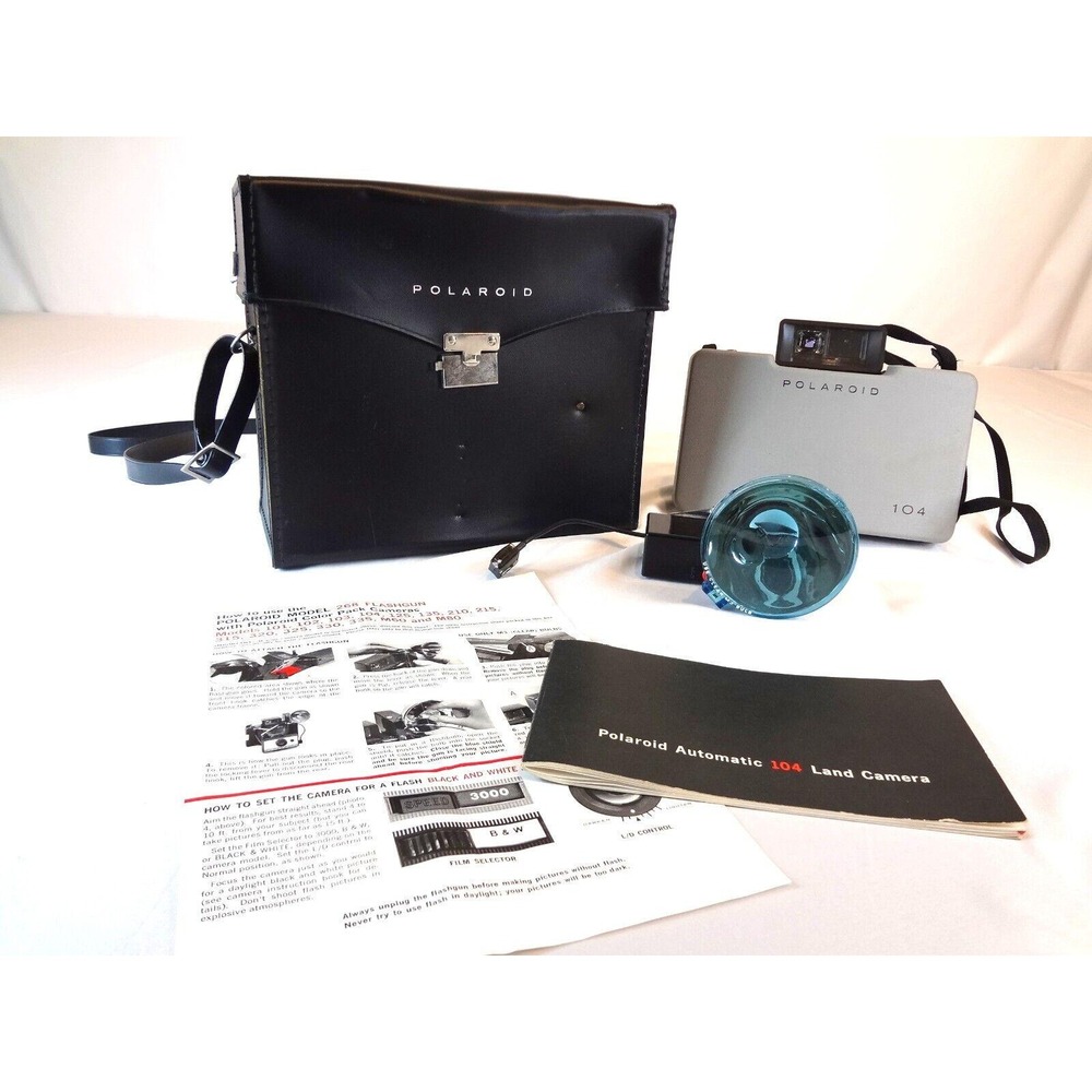 VTG Polaroid Automatic 250 Land Camera 1967-69 w/flash insructions case UNTESTED